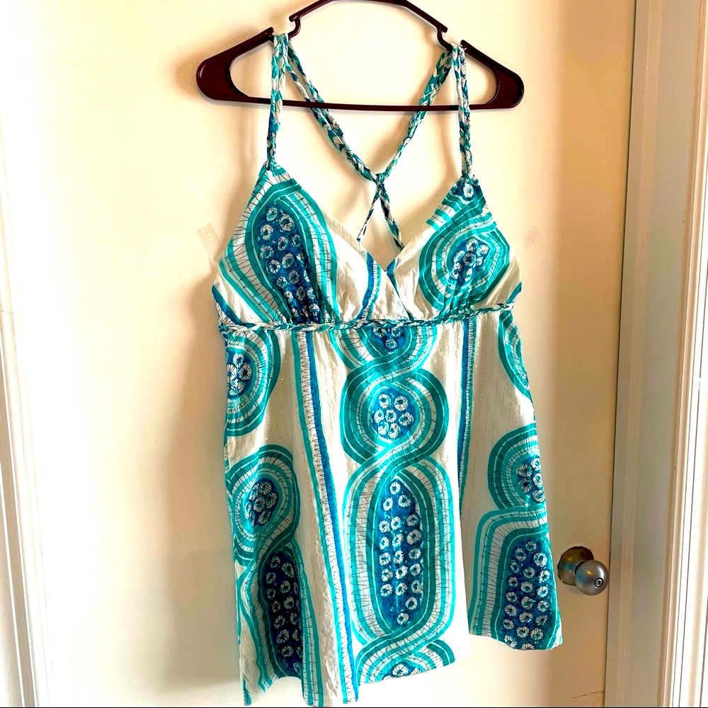 BCBGIRLS!!!! Women’s Turquoise Stripe mini Sundress or Top! Spaghetti Straps. - Picture 2 of 10